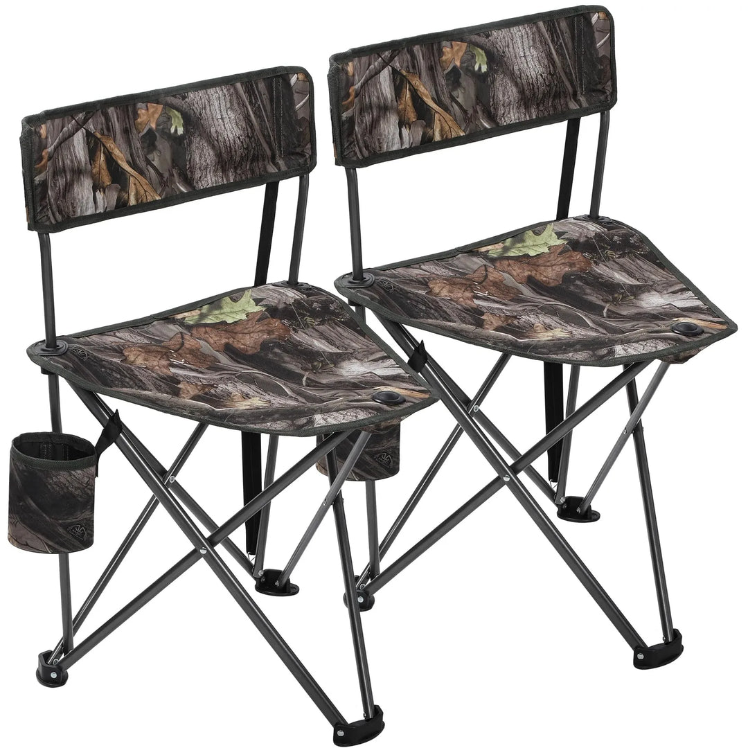 2 Pack Tall Tripod Chairs for Adults, Folding Lightweight Portable Golf Chairs for Spectators, Compact 3 Legged Tripod Stools Seat with Backrest for Camping Fishing Hunting, Camo