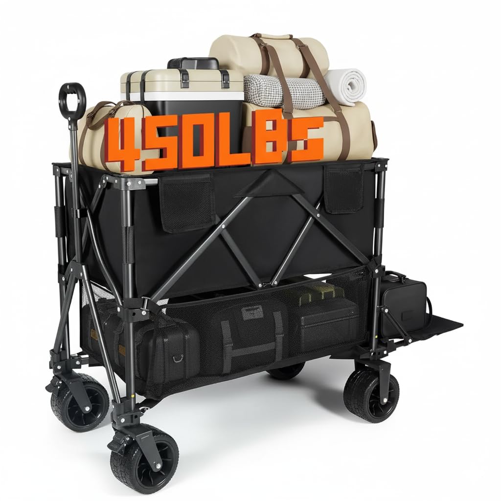 REDCAMP 400 lbs Double Decker Folding Wagon with 46-Inch Shelf