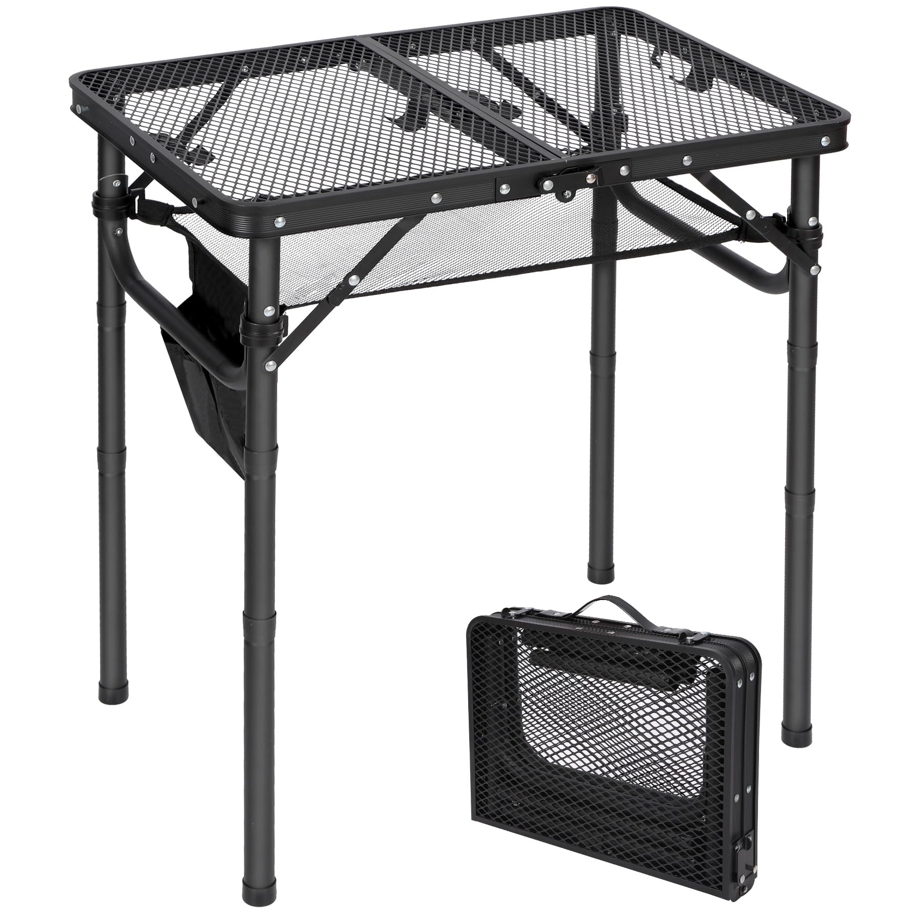 REDCAMP Folding Grill Table for Outside with Adjustable Height Legs
