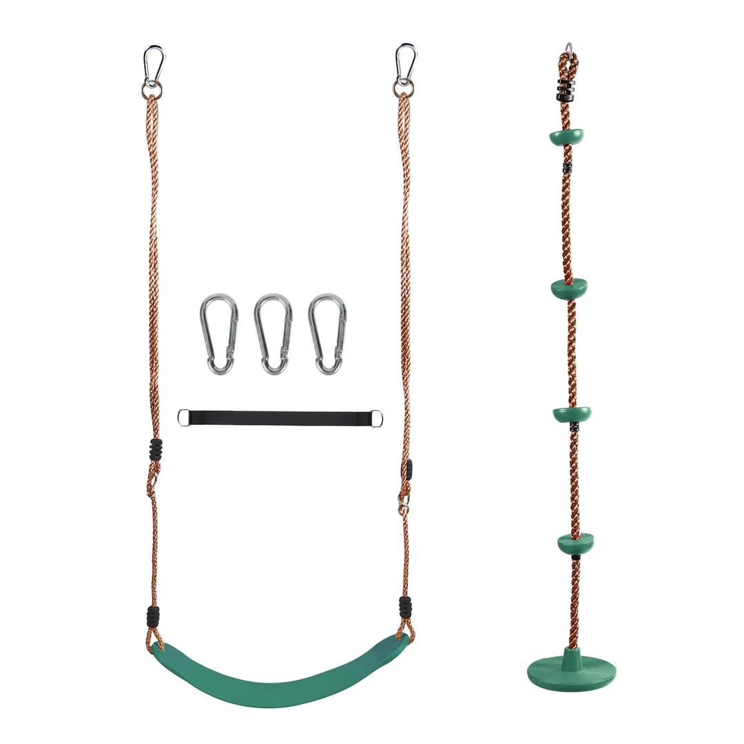 Kids Belt Swing Seat & Disc Climbing Rope Combo Set