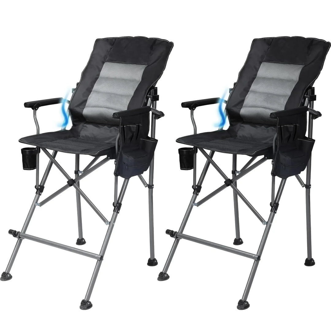 31-Inch Extra Tall Folding Chair, Tall Camping Chair with High Back, Hard Arms and Footrest
