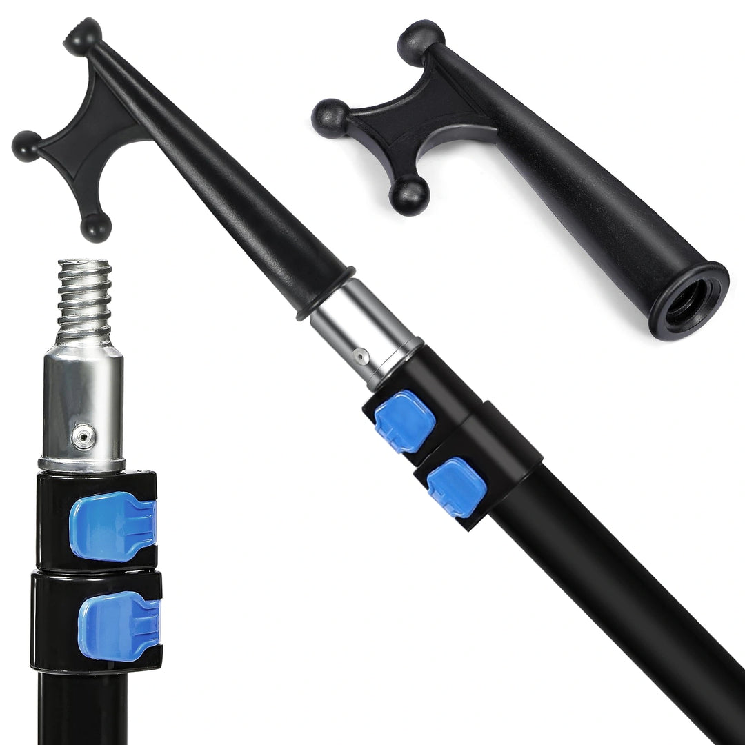 8ft/12ft Aluminum Extendable Telescopic Boat Hook For Docking, Black/Silver