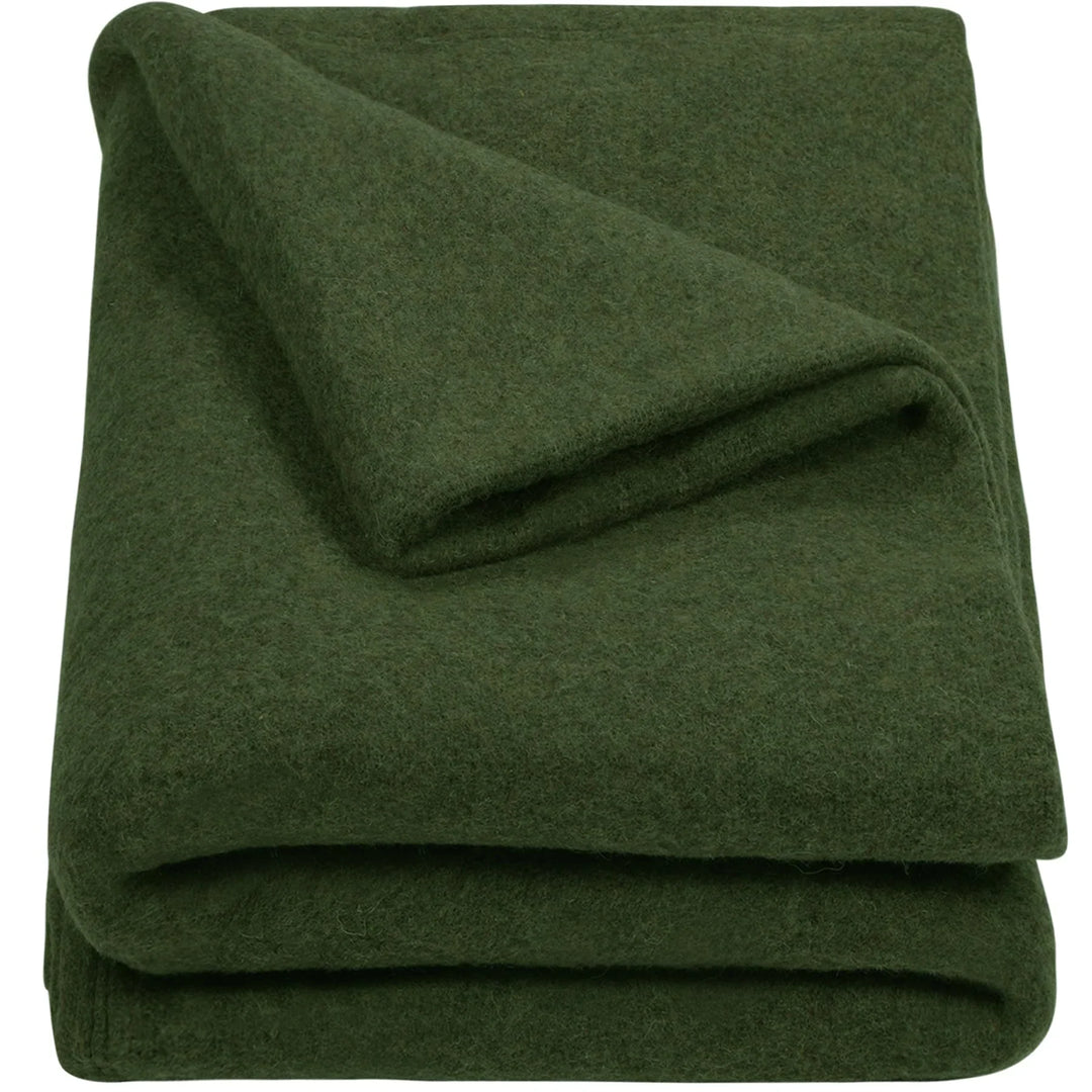 Wool Blanket, Warm and Thick Wool Camping Blanket- Great for Outdoors, Camping, Stadium Blanket, Picnics, Travel and Car, Machine Washable 86"x 63" Green