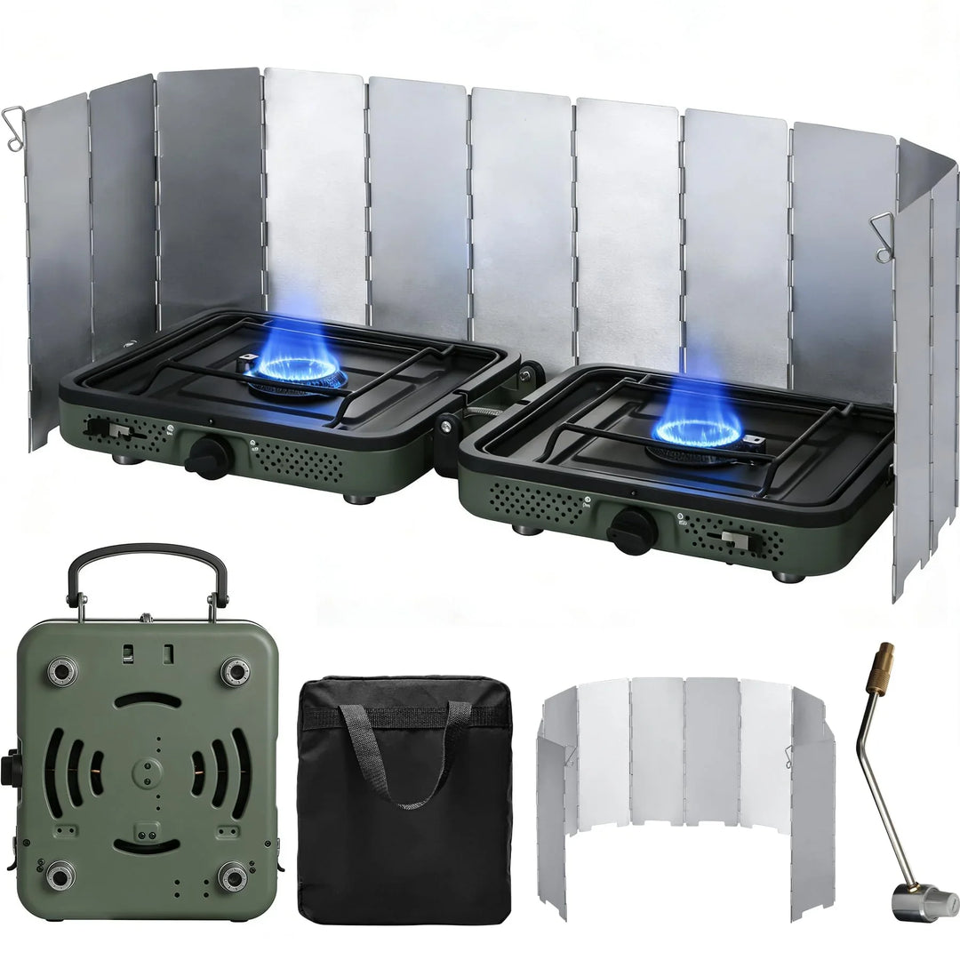 2 Burner Camping Stove with Windscreen