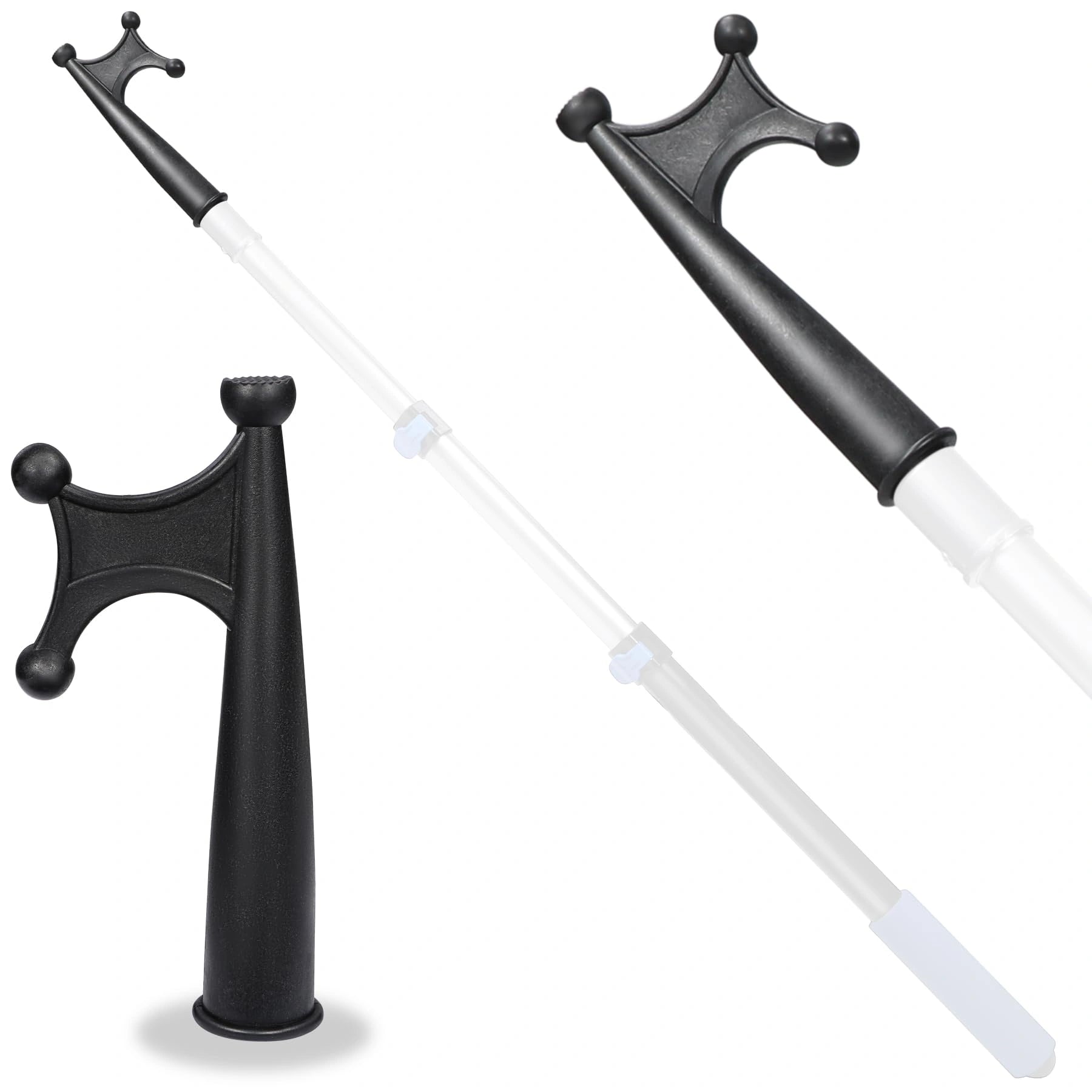 8ft/12ft Aluminum Extendable Telescopic Boat Hook For Docking, Black/Silver