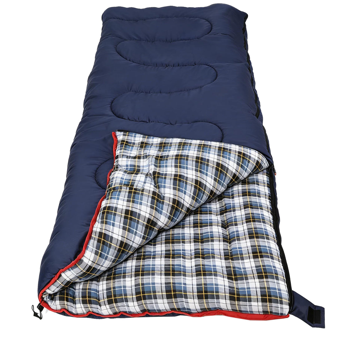 REDCAMP Cotton Flannel Sleeping Bag for Camping Backpacking,4 Season Adults Cold Weather Envelope Sleeping Bags with 2/3/4lbs Filling