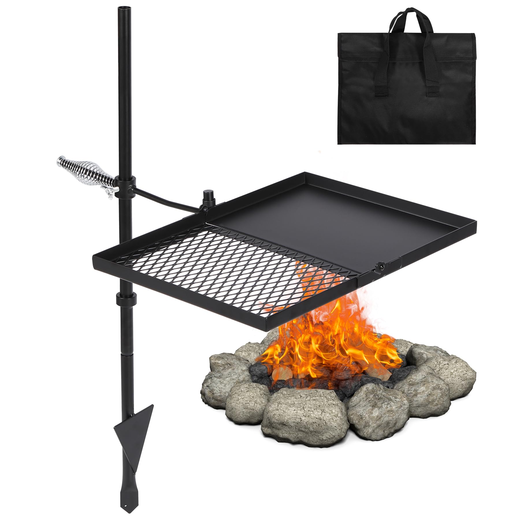 Folding Swivel Campfire Grill for Open Flame Cooking