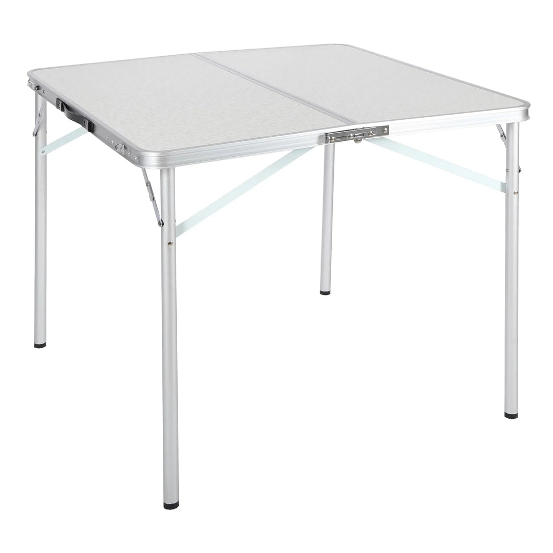 32" Square Folding Camping Table with Adjustable Heights Legs, Lightweight Portable Aluminum Fold in Half Small Card Tables Bridge Tables for Outdoor Picnic, White