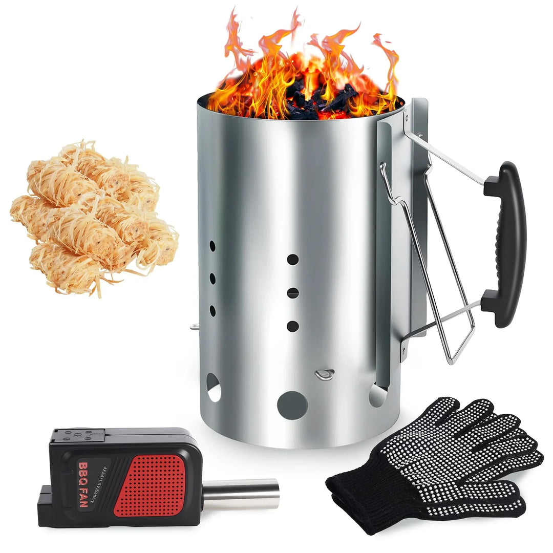 12"H Rapid Charcoal Chimney Starter Set