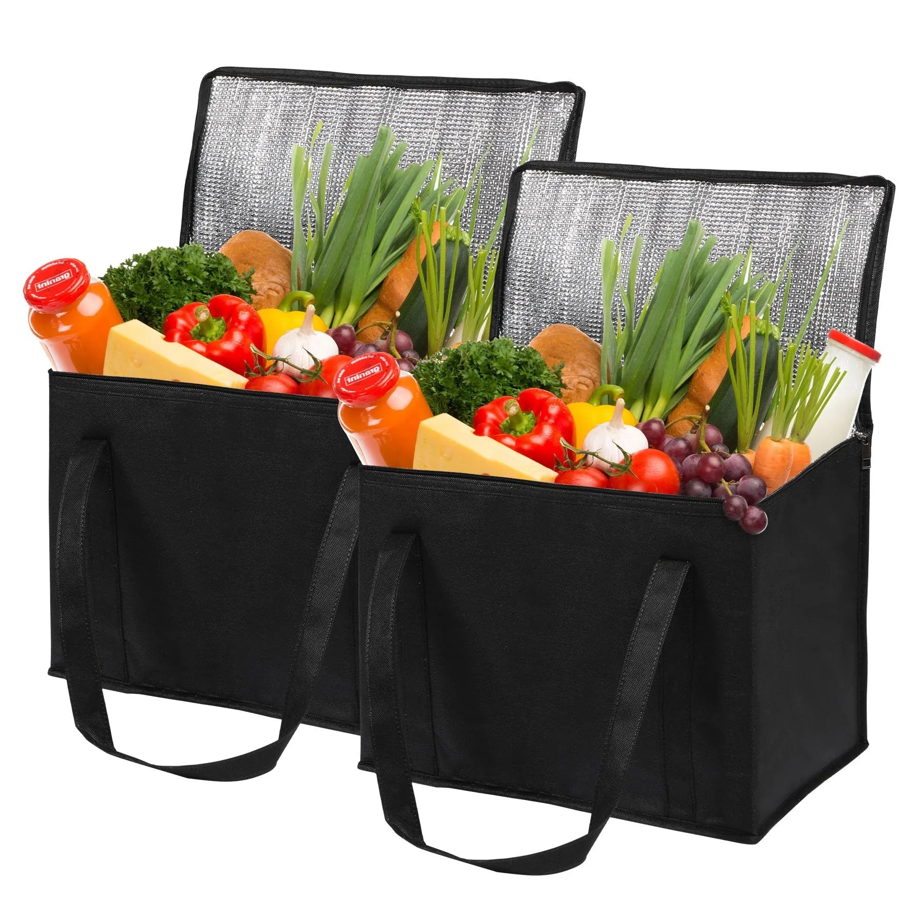 Insulated Cooler Bag Reusable Grocery Bags with Zippered Top