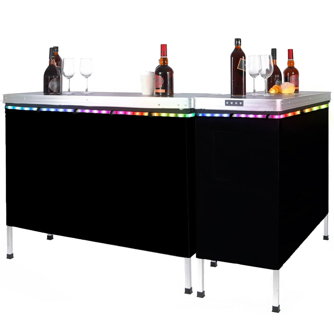 Pop-Up Folding Bar Table with LED Lighting System