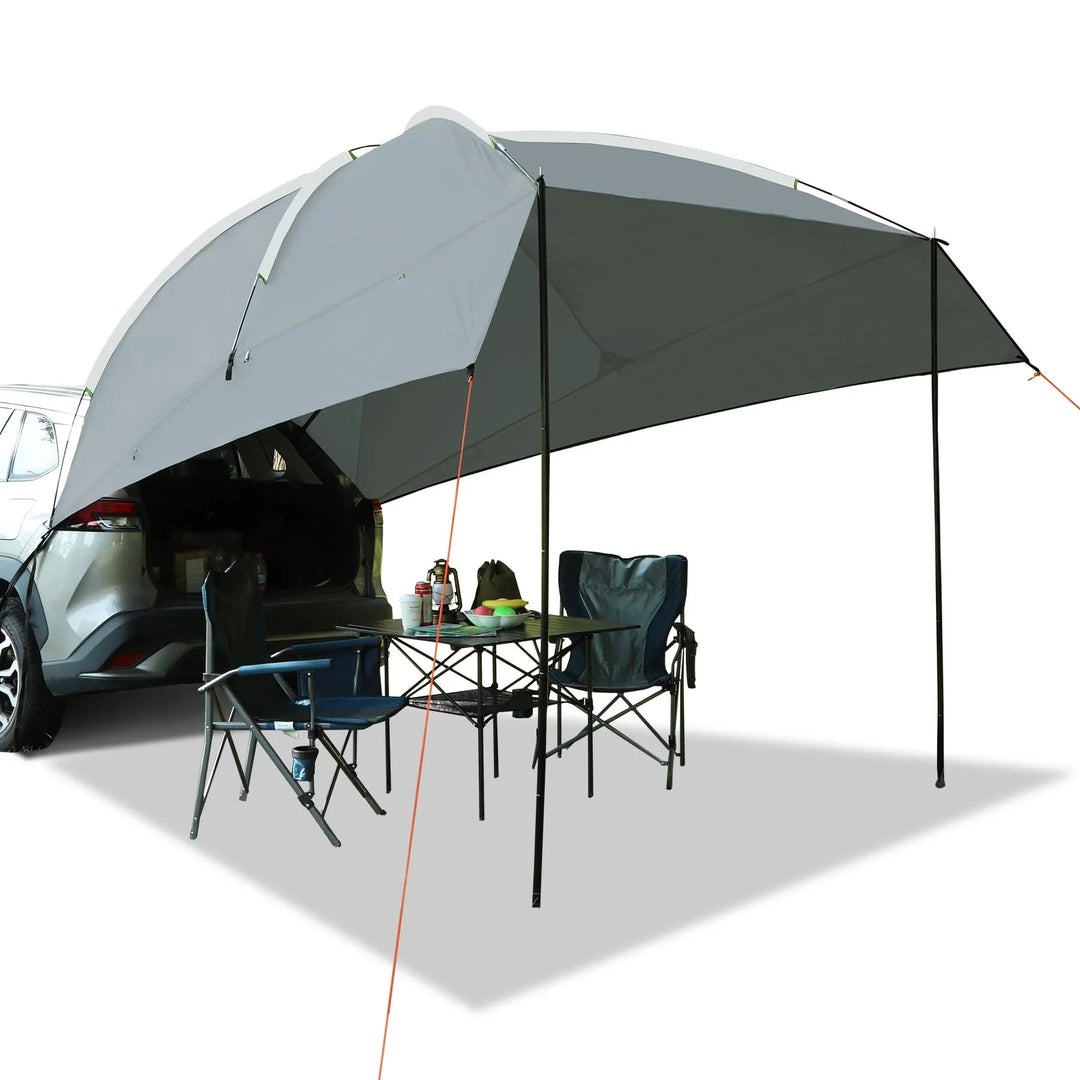 Waterproof Car Awning Sun Shelter with Carrying Bag, Portable Auto Canopy Camping Trailer Sun Shade for SUV, Truck, Van, Outdoor, Dark Grey