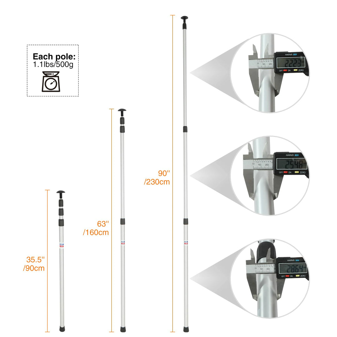 Aluminum Adjustable Telescoping Tarp Poles