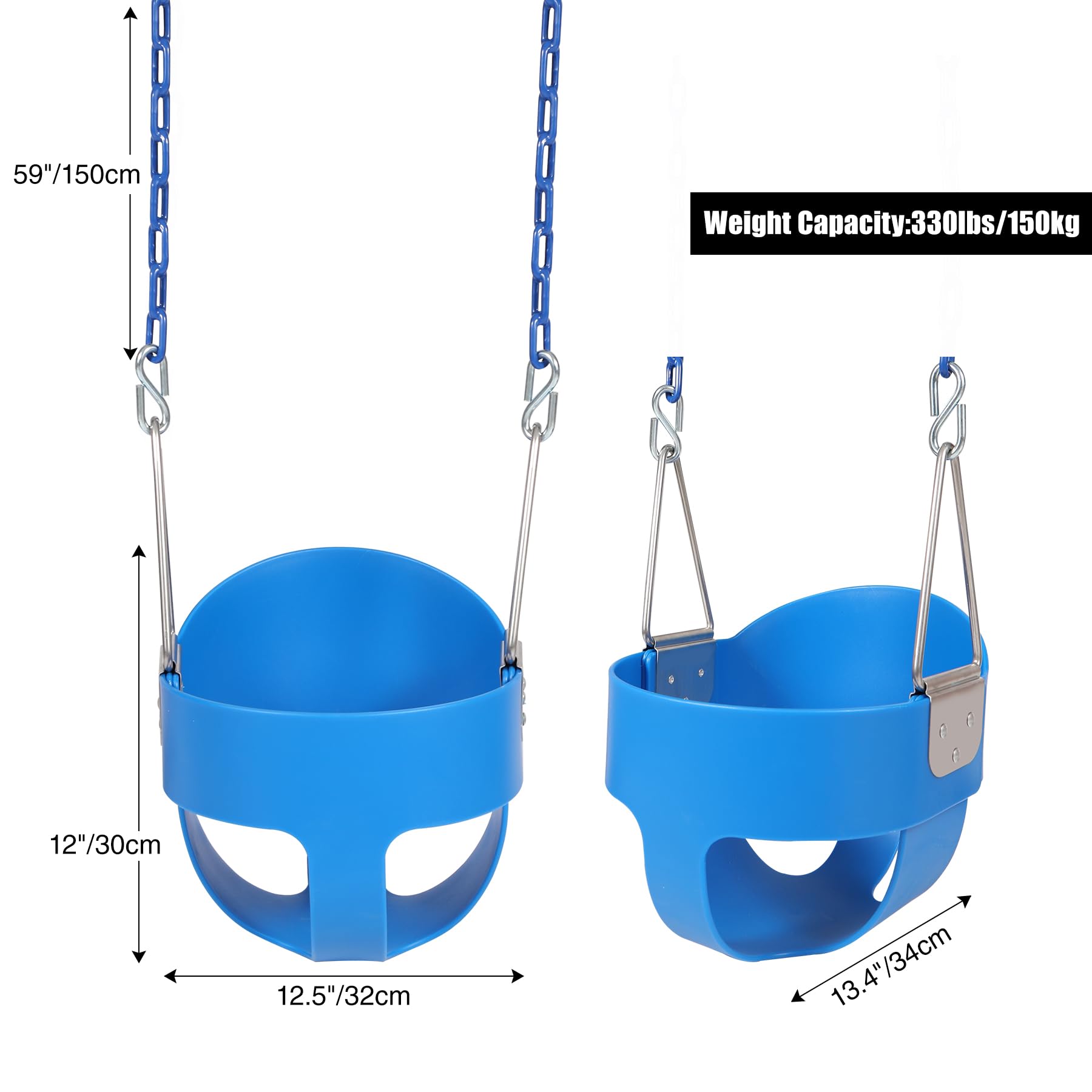 High Back Toddler Bucket Swing Seat with Coated Chains