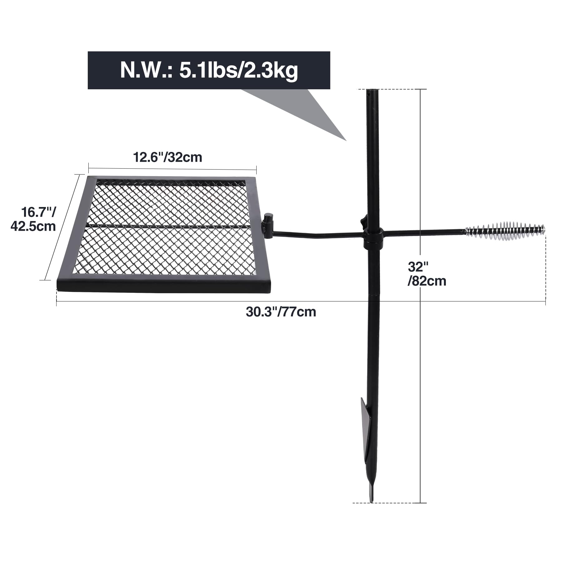 Folding Swivel Campfire Grill for Open Flame Cooking