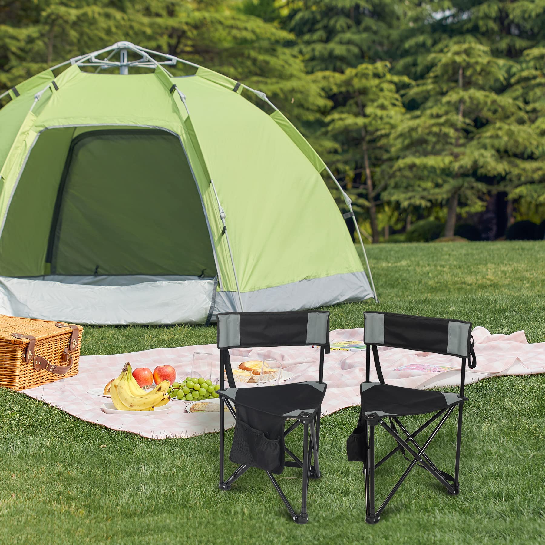Paquete de 2 sillas de camping con trípode 
