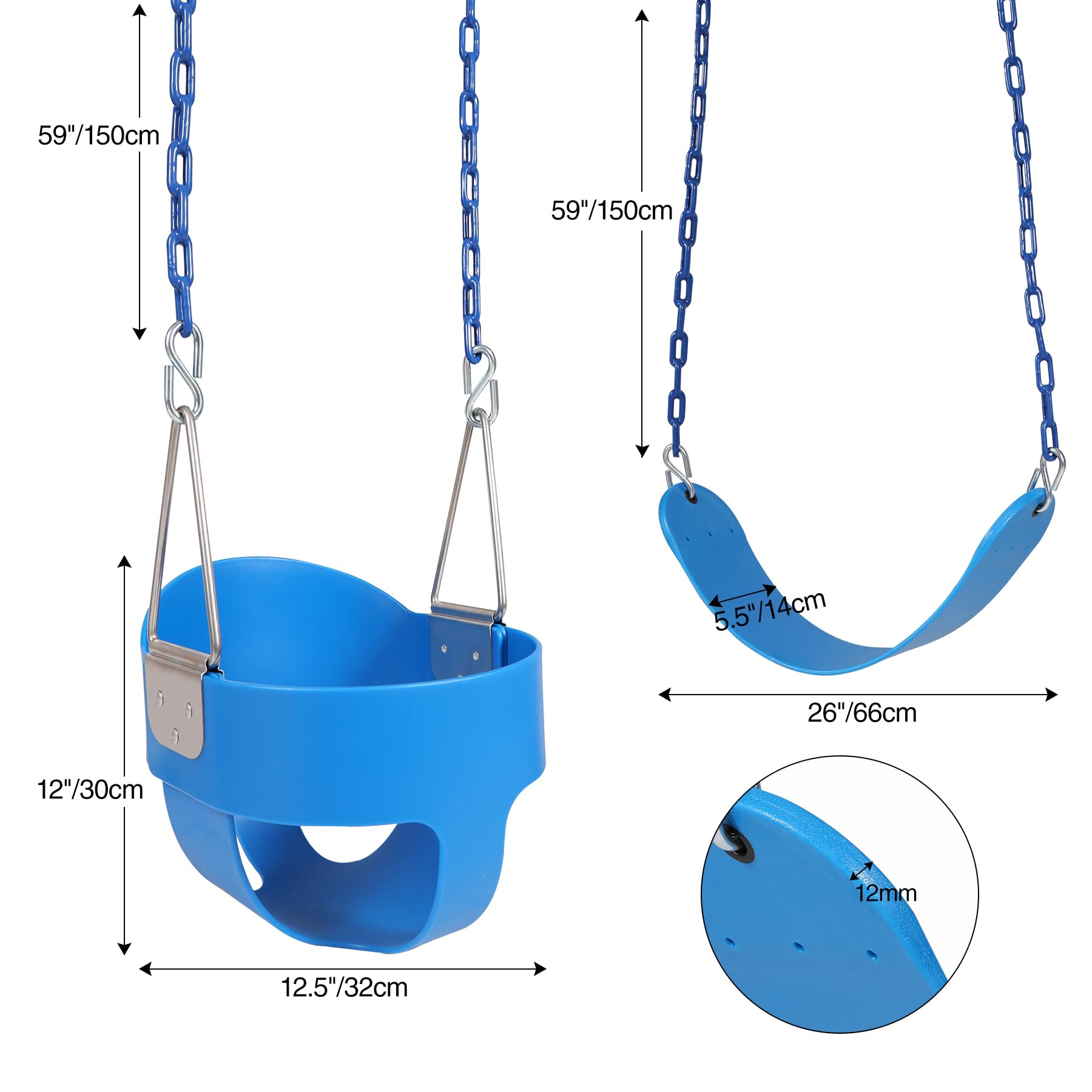 High Back Toddler Bucket Swing Seat with Coated Chains