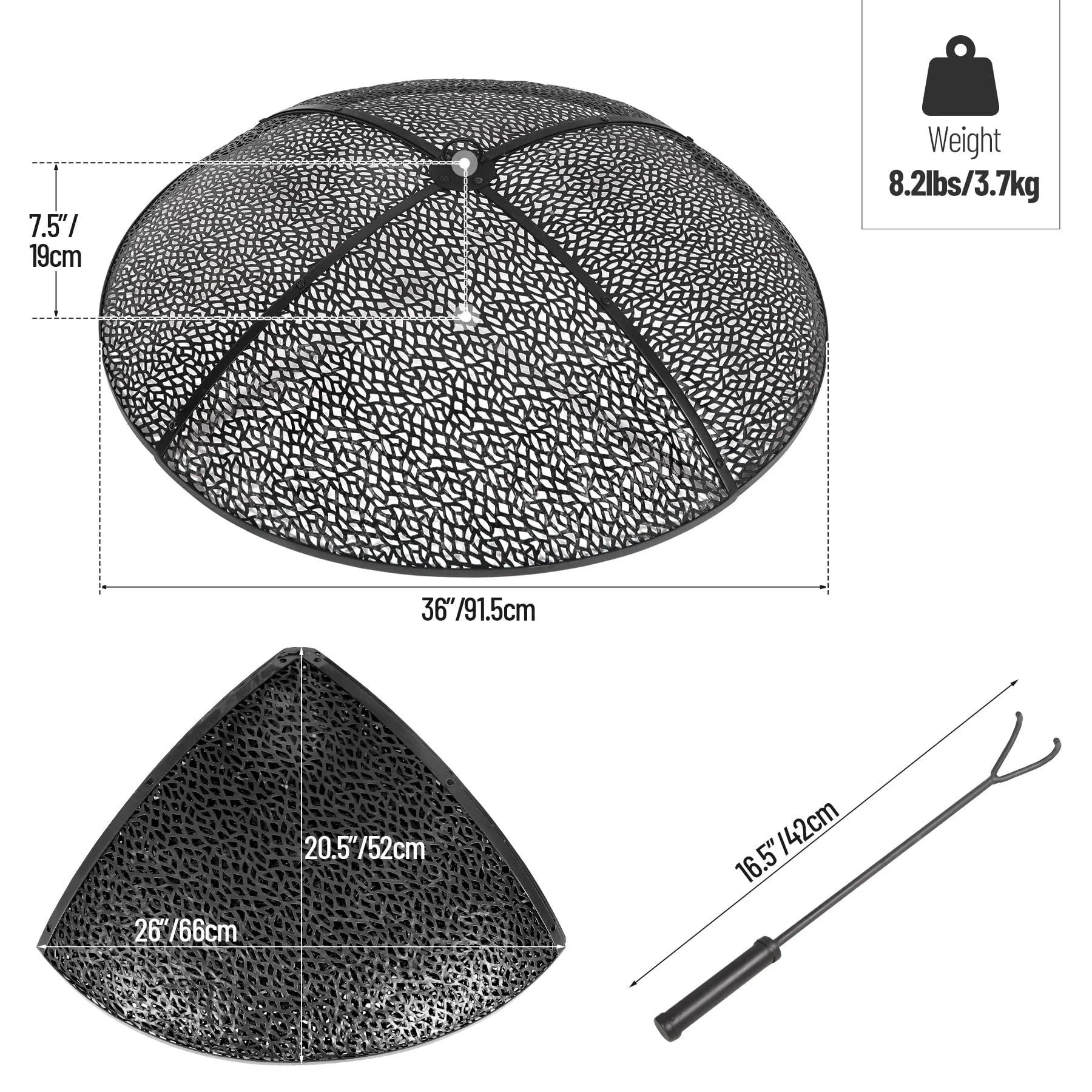 36Inch Fire Pit Spark Screen, Collapsible Fire Pit Screen Round with Handle, Heavy Duty Iron Fire Pit Cover Mesh Round Replacement Firepit Screens Easy Opening for Outdoor Patio Backyard