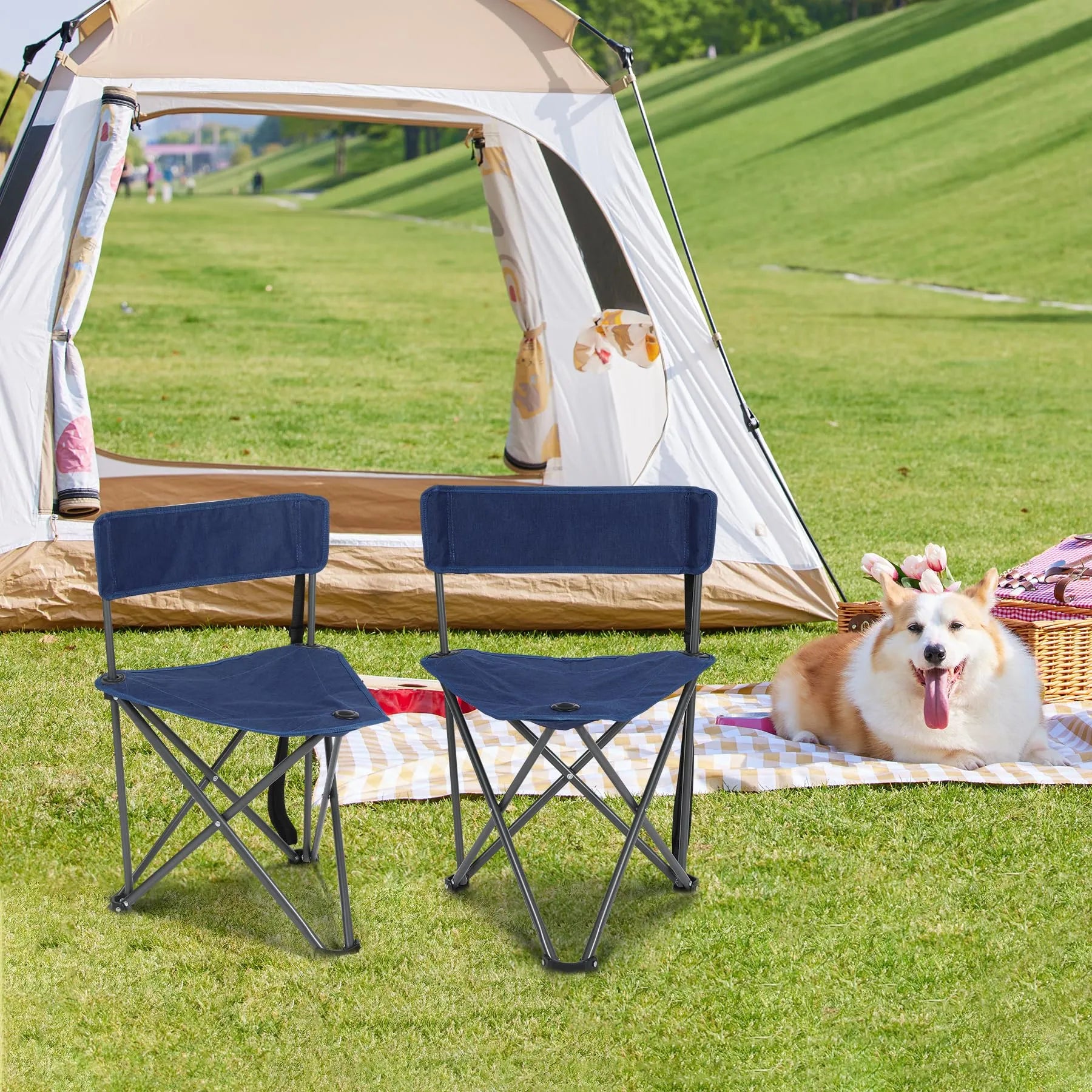 Lot de 2 chaises de camping à trépied 