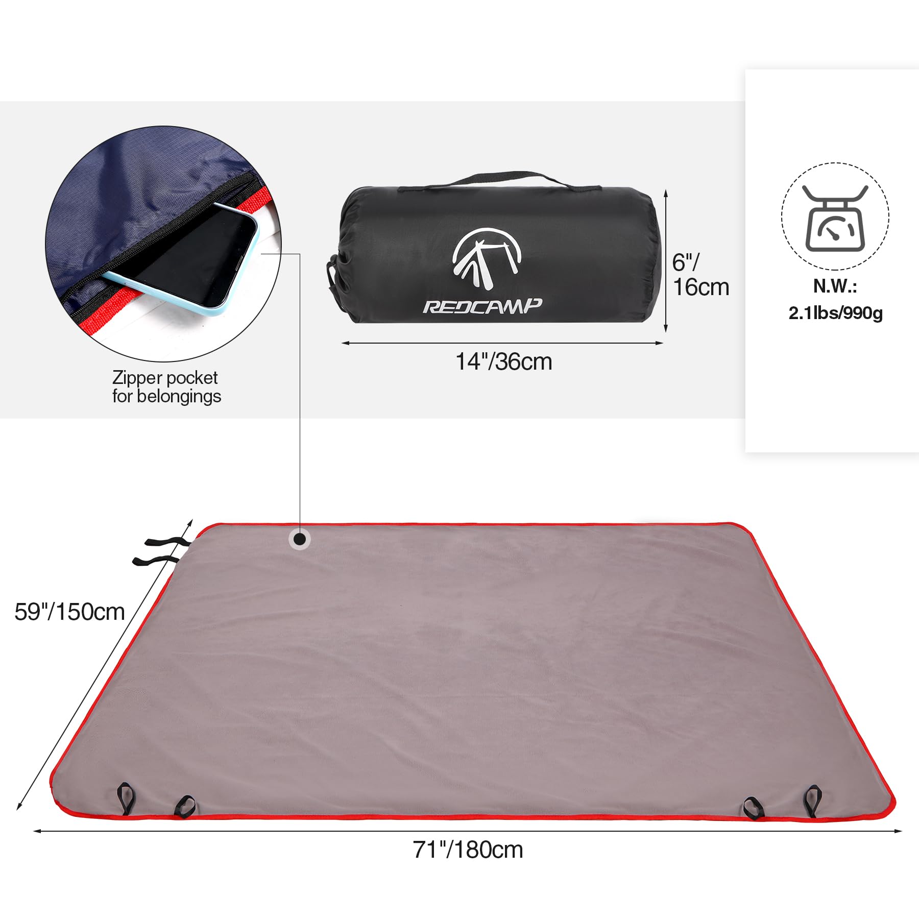 Manta impermeable para exteriores con forro polar cálido 