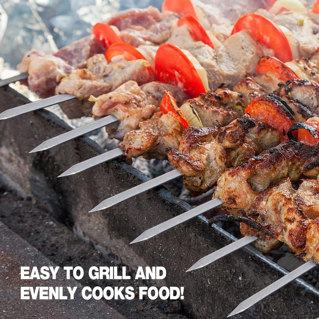 14-Inch Flat Stainless Steel BBQ Skewers