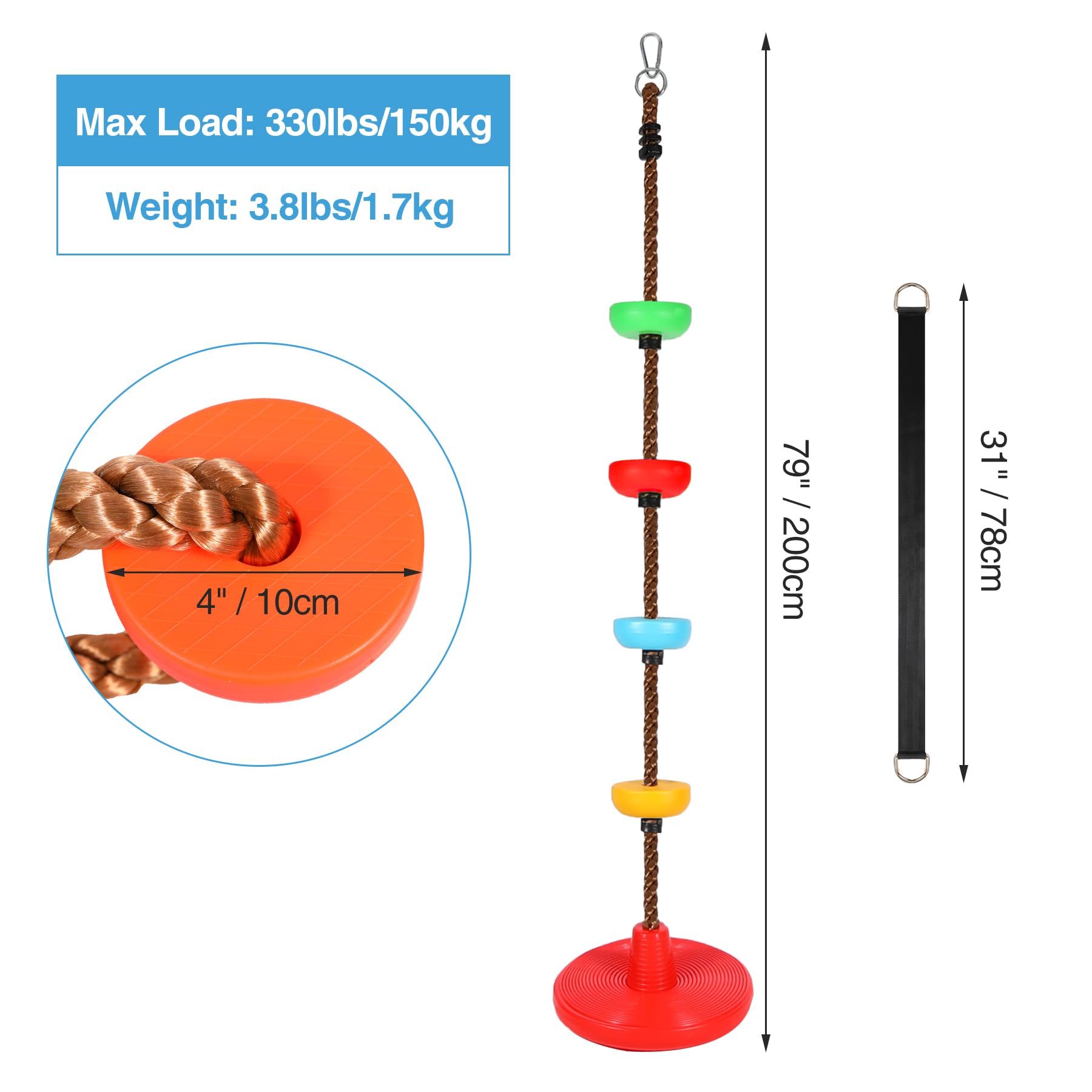 Heavy Duty Disc Climbing Rope Swing with Platforms