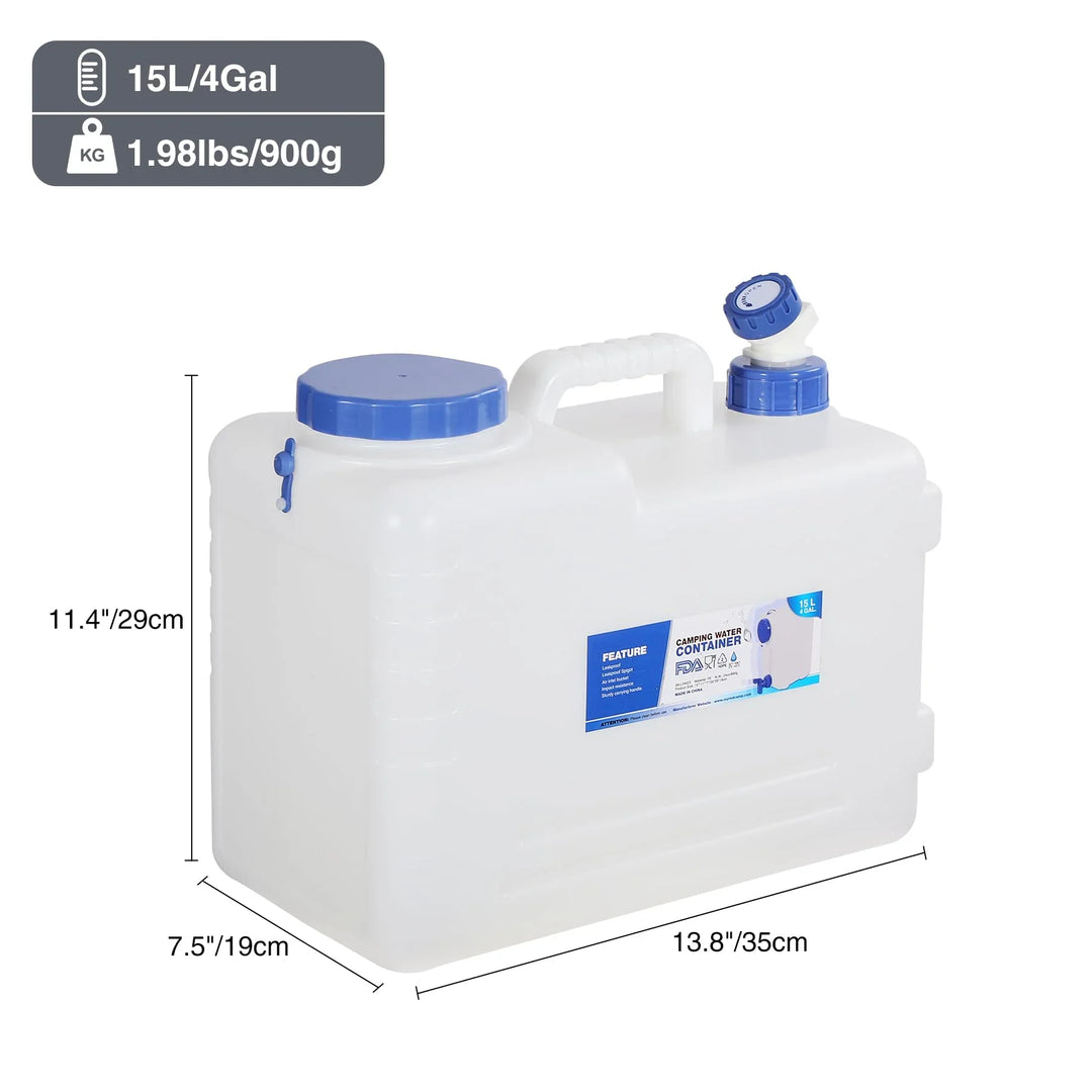 Portable Camping Water Container with Spigot & Wheels