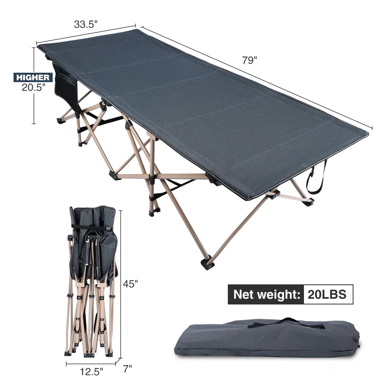 Extra Wide Folding Camping Cot for Adults