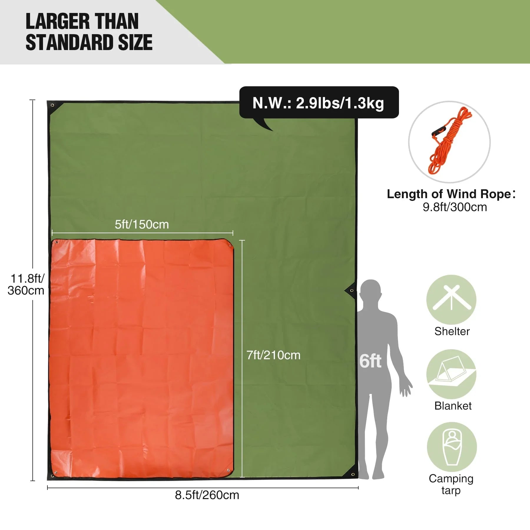 emergency blanket tarp Heavy Duty Survival Blanket, Waterproof Emergency Thermal Tarp, Multip – Redcamp