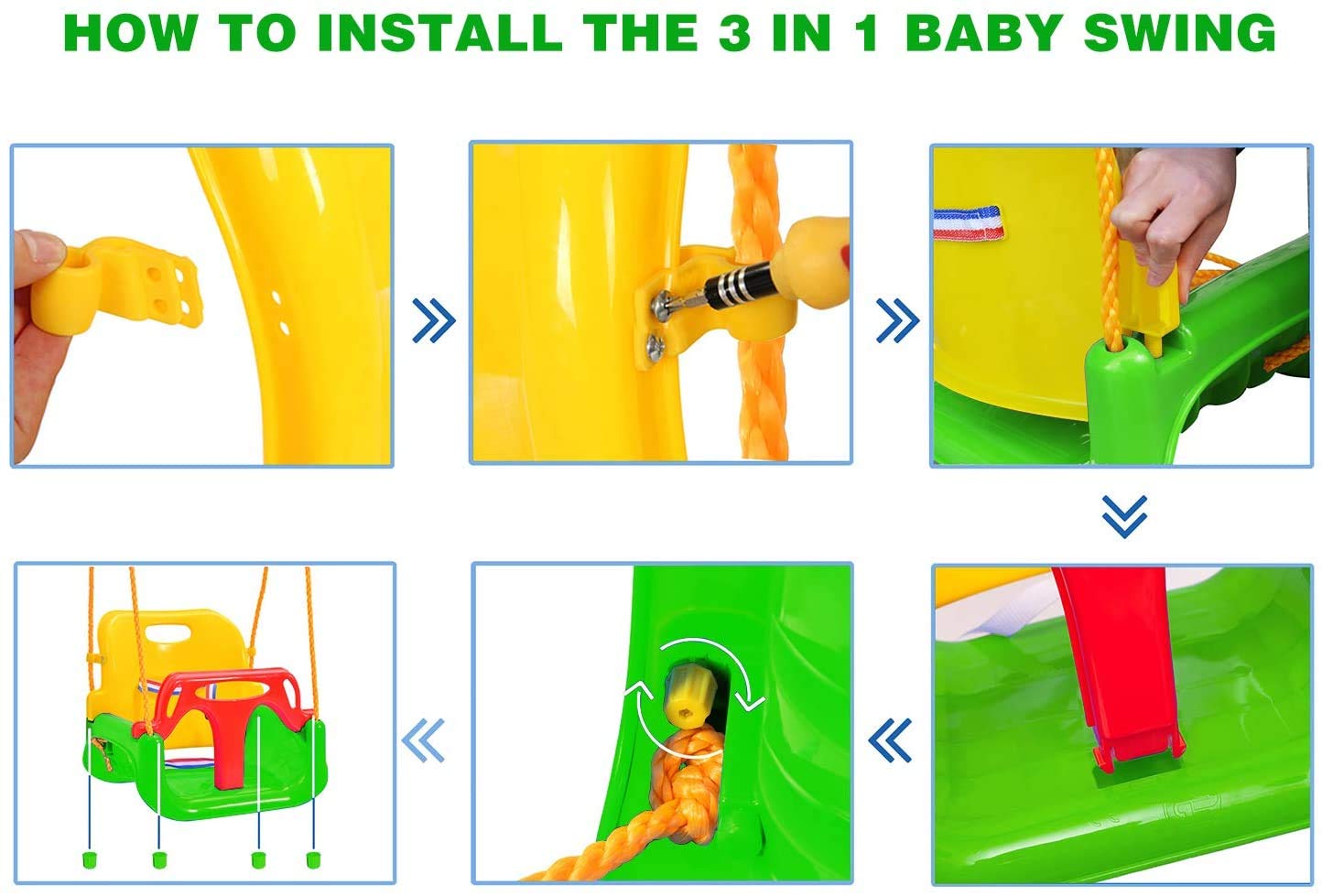 3-in-1 Baby Swing Seat, Toddler Swing