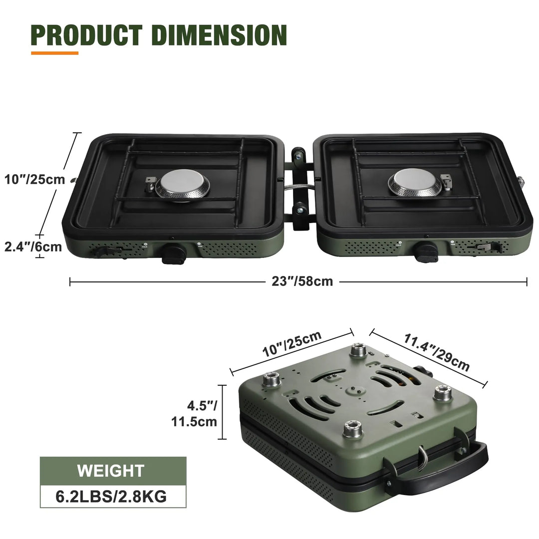 2 Burner Propane Camping Stove - Redcamp