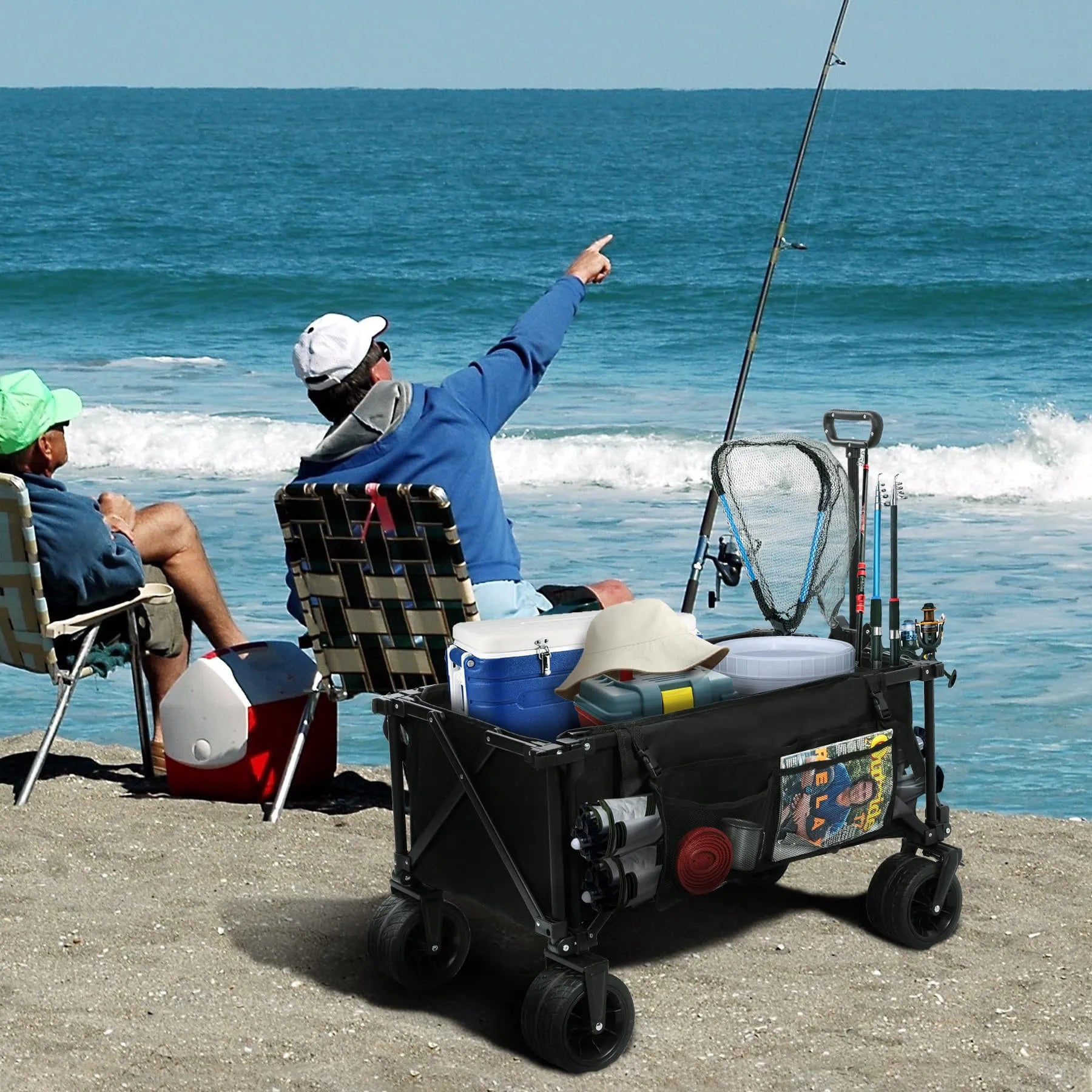 REDCAMP 49" Extended Collapsible Fishing Cart with 6 Rod Holders Redcamp REDCAMP 49" Extended Collapsible Fishing Cart with 6 Rod Holders Redcamp