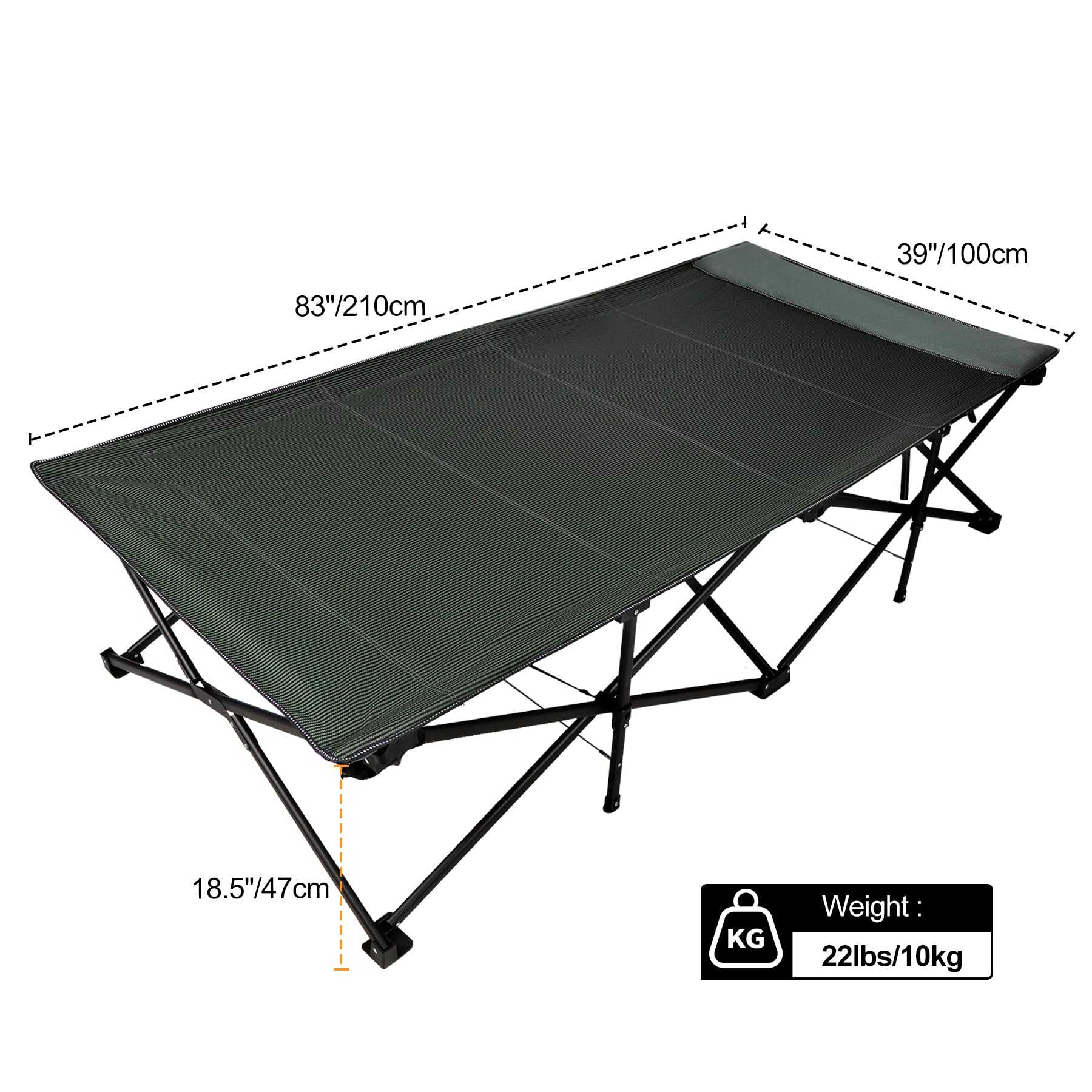 39.4" Extra Wide Heavy Duty Steel Camping Cot