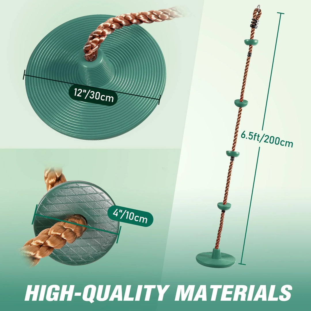 Climbing Rope Swings for Trees, Heavy Duty Plastic Disc Swing Seat for Kids and Adults with Hanging Strap and Snap Hooks
