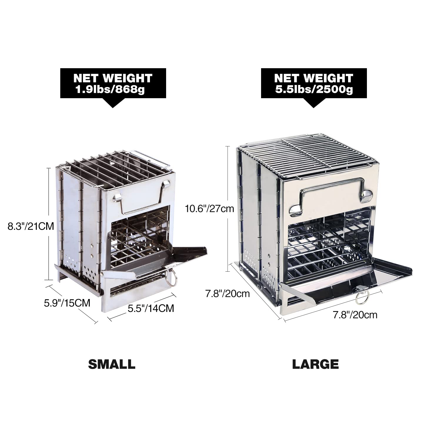 Folding Wood Burning Camping Stove with Grill