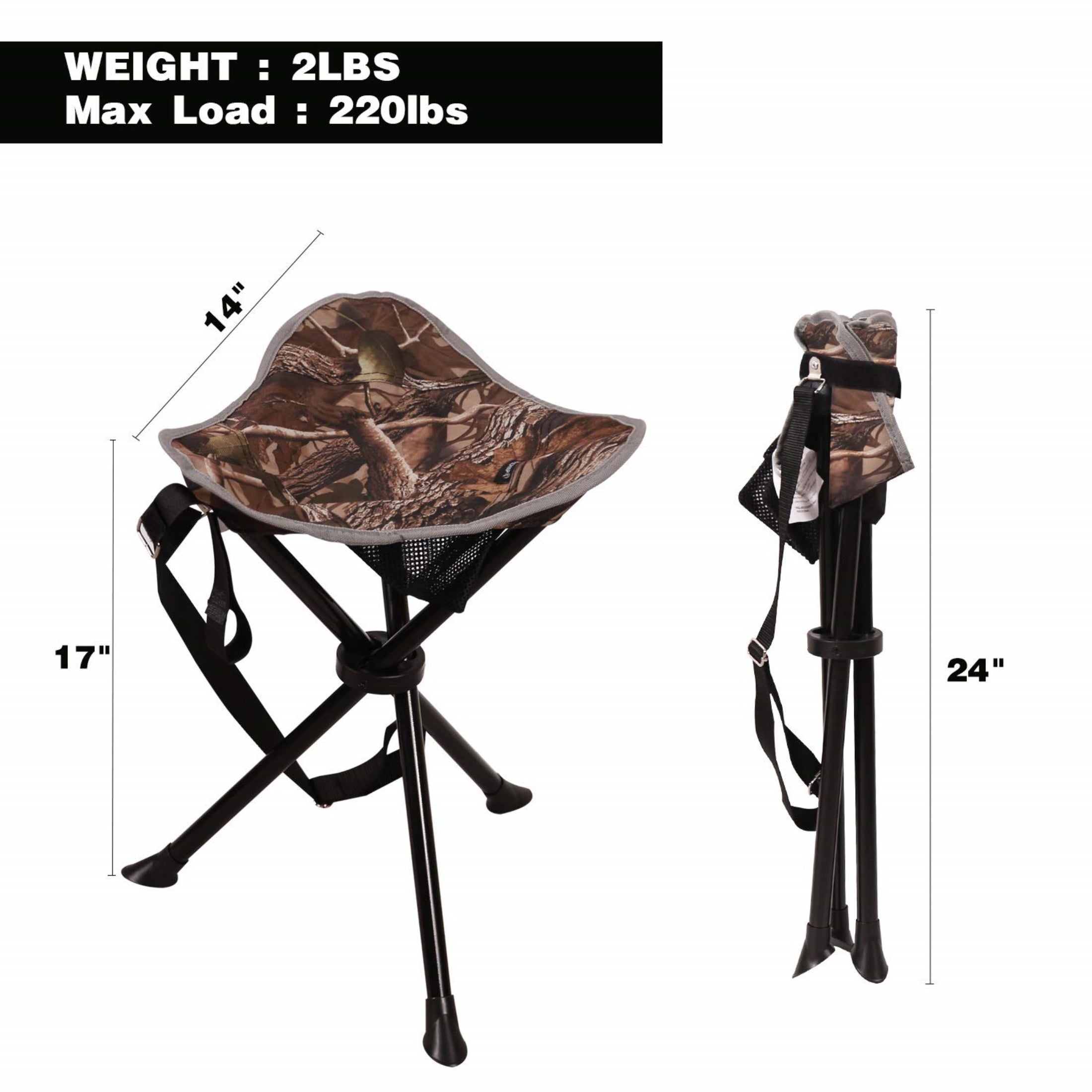 REDCAMP Lightweight Folding Tripod Stool 2 Pack for Hunting and Camping