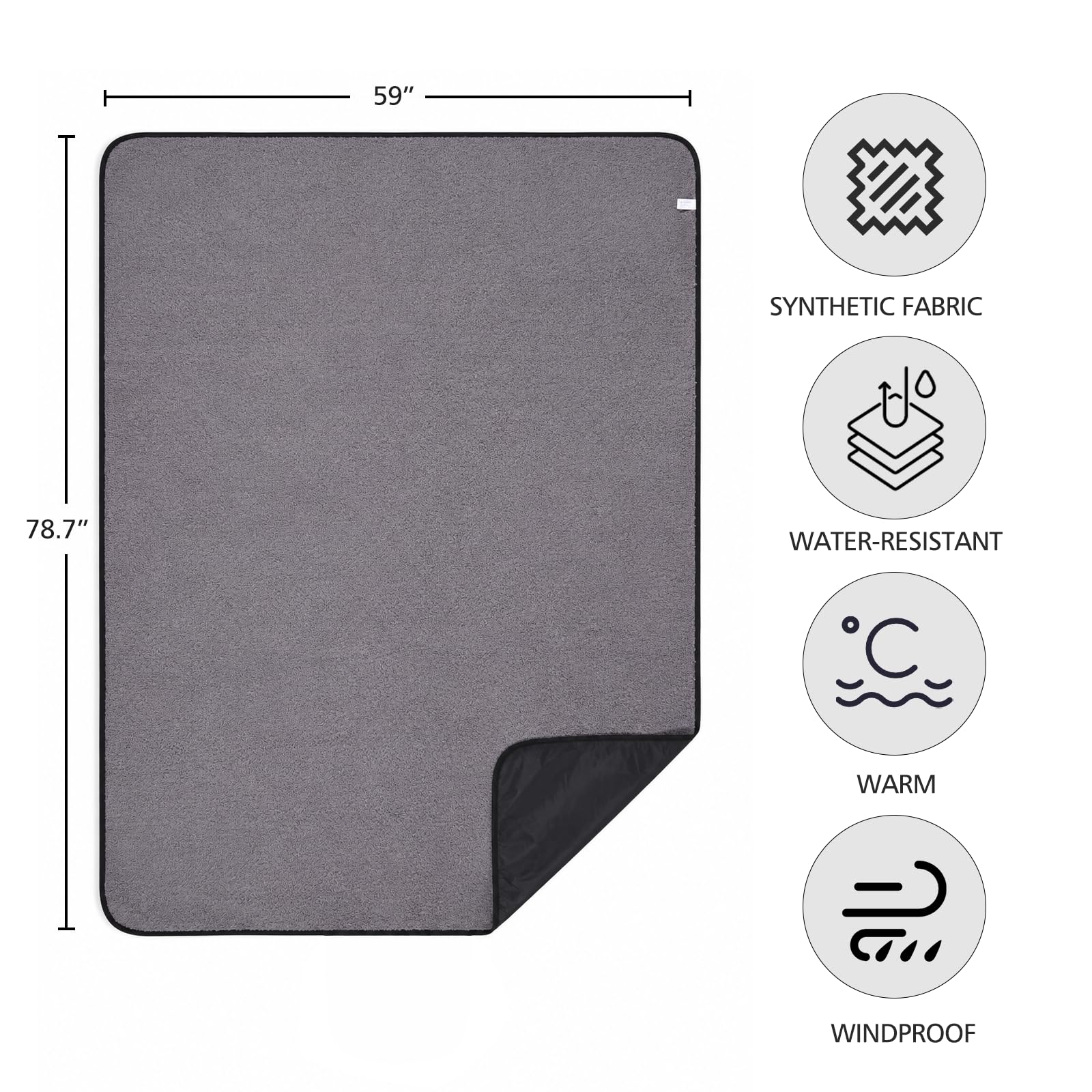 REDCAMP 79" x 59" Outdoor Camping Blanket with Sherpa Fleece