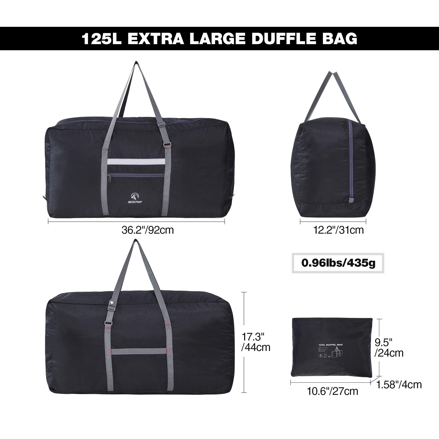 Grand sac de voyage pliable 75/96 L, sac de sport léger