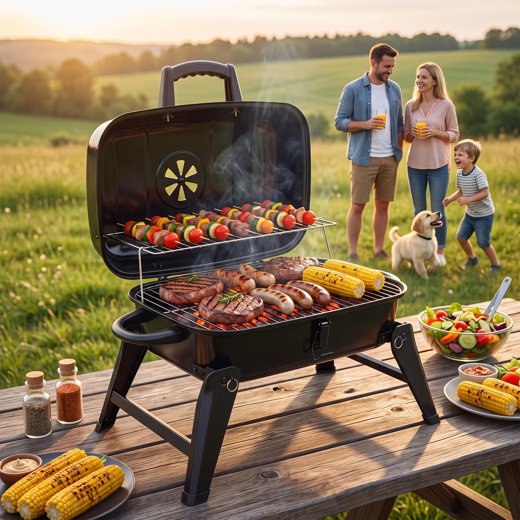 REDCAMP portable charcoal grill for outdoor family barbecues and picnics