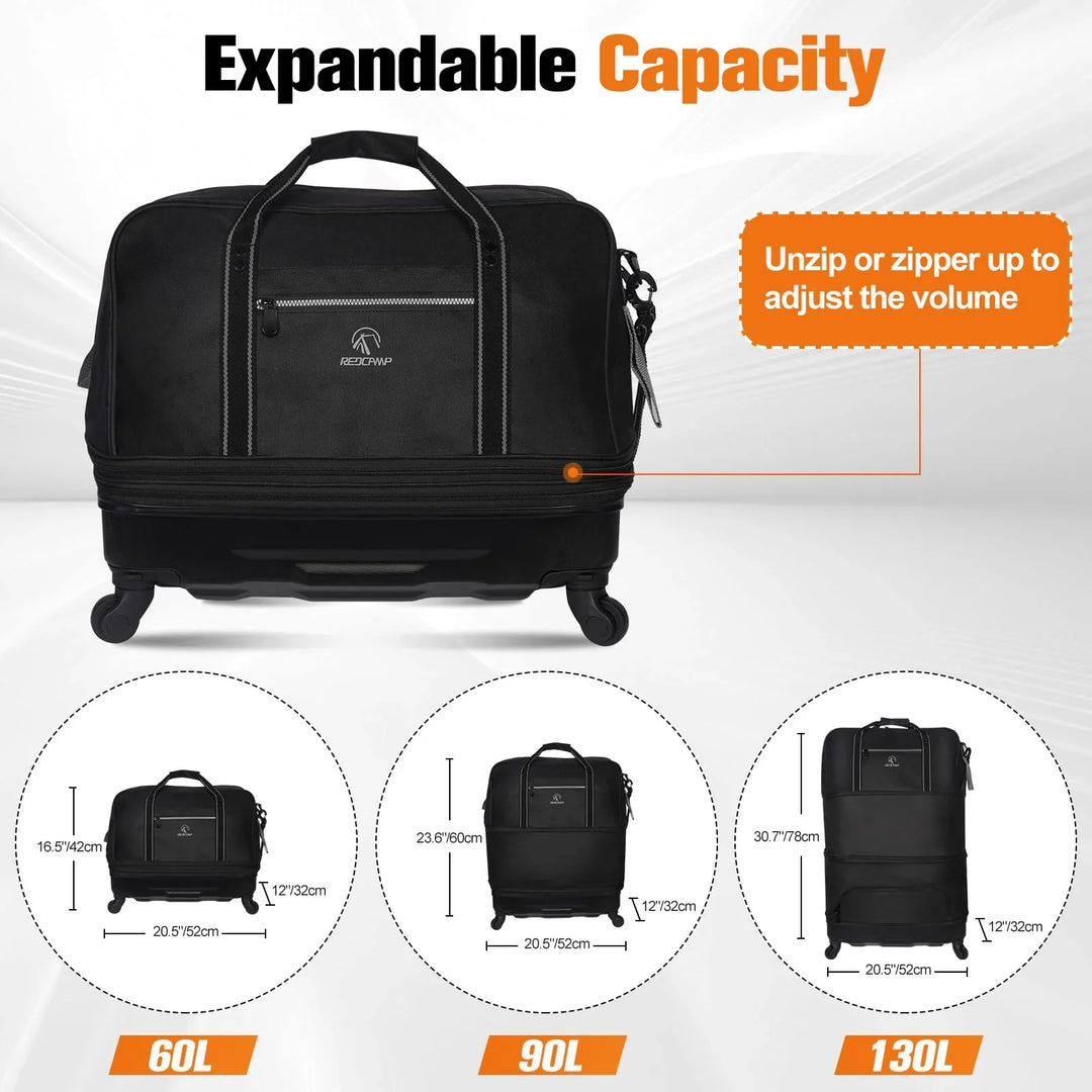 Expandable Rolling Duffel - 60L-130L Adjustable Capacity