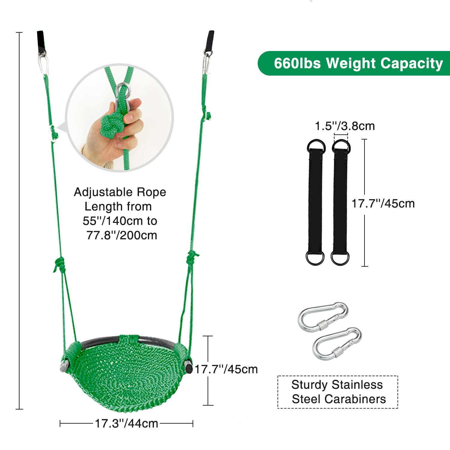 Toddler Swing, Swing Seat for Kids with Heavy Duty Adjustable Ropes, Hand-Knitting Secure Children Swing Set for Indoor Porch, Outdoor Playground, Backyard, Tree