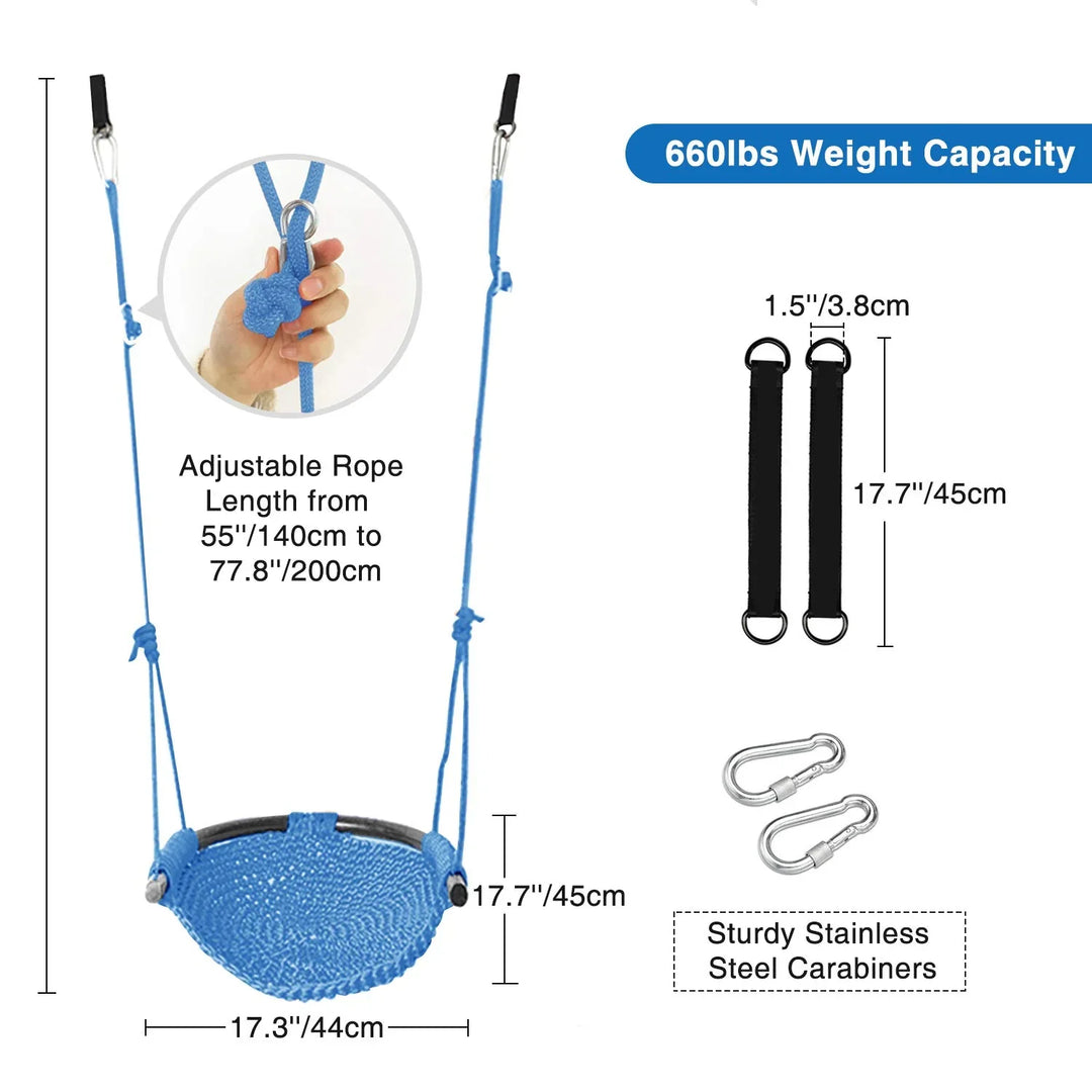 Toddler Swing, Swing Seat for Kids with Heavy Duty Adjustable Ropes, Hand-Knitting Secure Children Swing Set for Indoor Porch, Outdoor Playground, Backyard, Tree