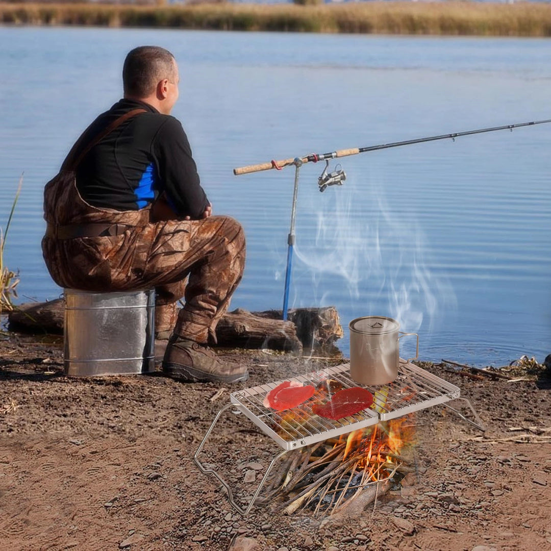 Portable Folding Campfire Grill 304 Stainless Steel Grate with Carrying Bag