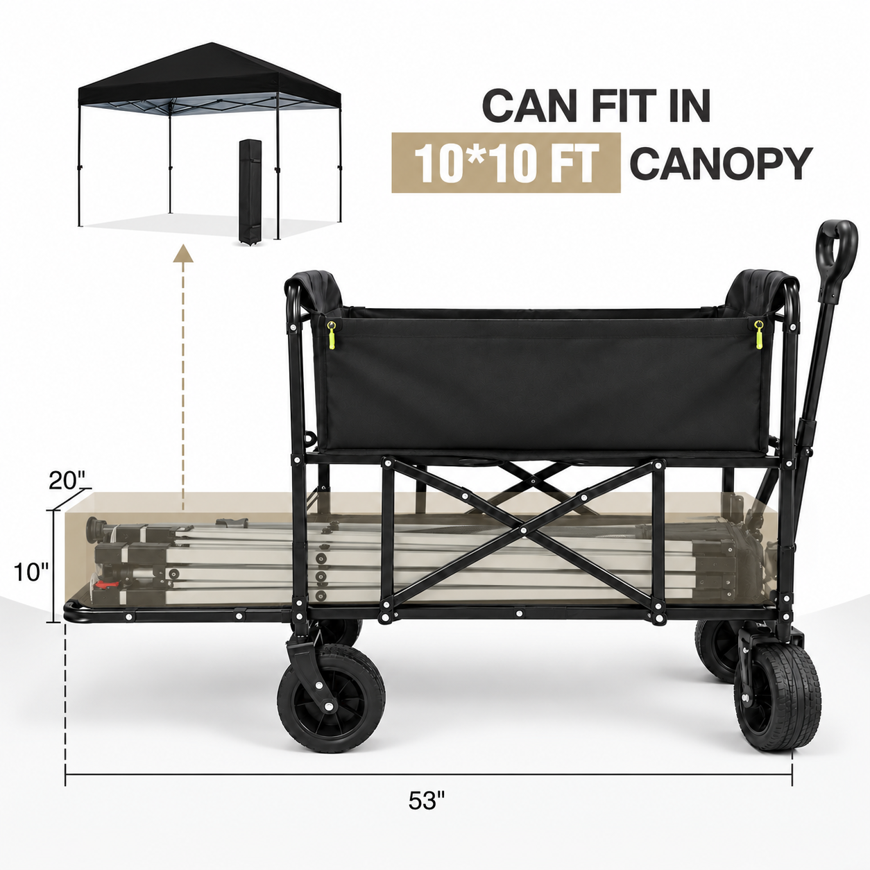REDCAMP 400 lbs Double Decker Folding Wagon with 46-Inch Shelf