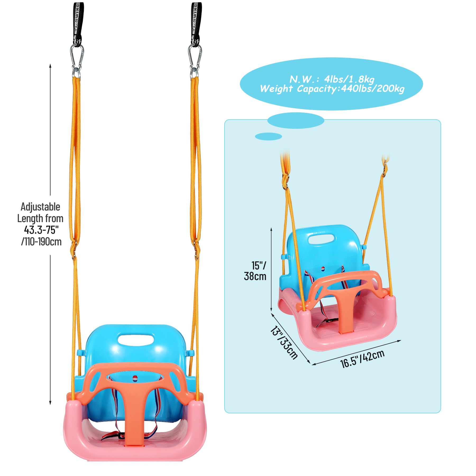 3-in-1 Grow-With-Me Adjustable Swing Seat