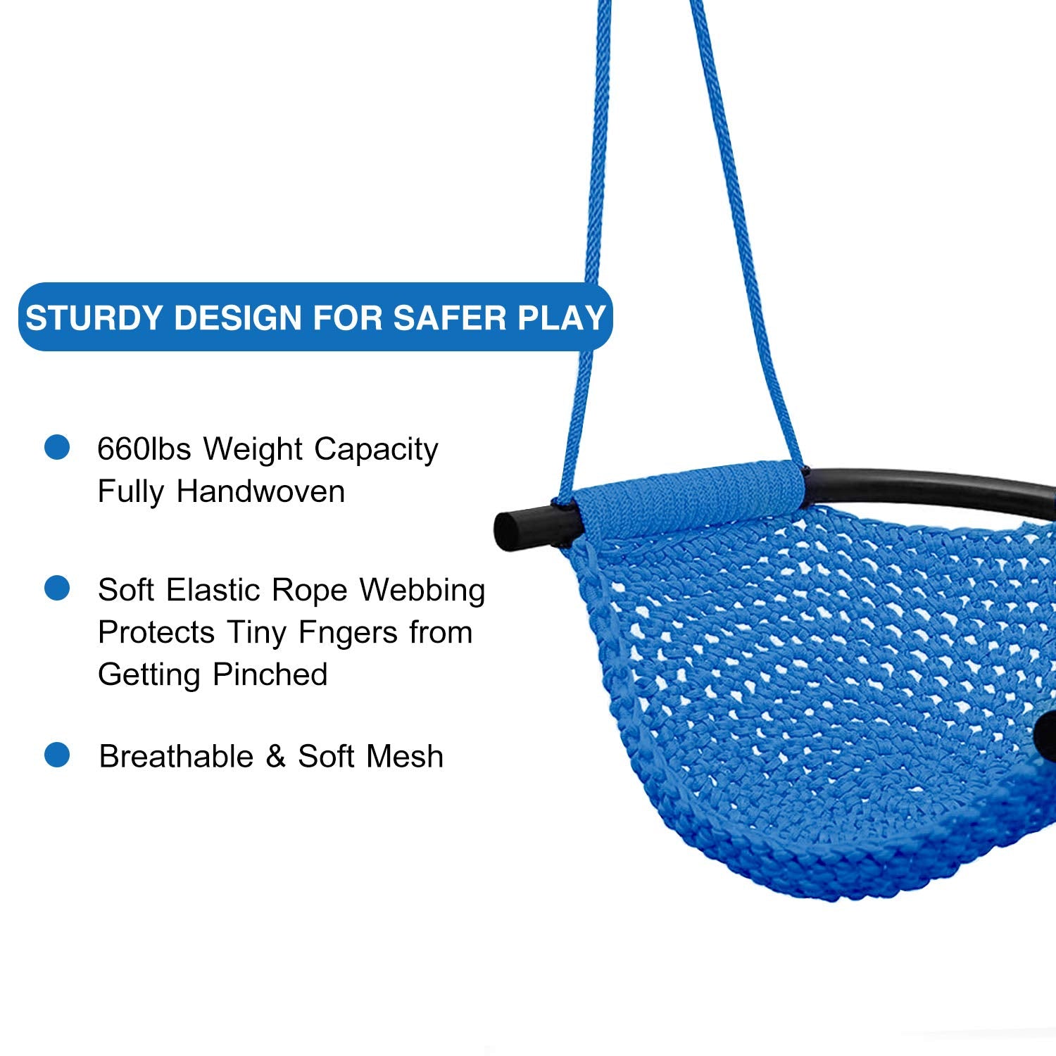 Toddler Swing, Swing Seat for Kids with Heavy Duty Adjustable Ropes, Hand-Knitting Secure Children Swing Set for Indoor Porch, Outdoor Playground, Backyard, Tree
