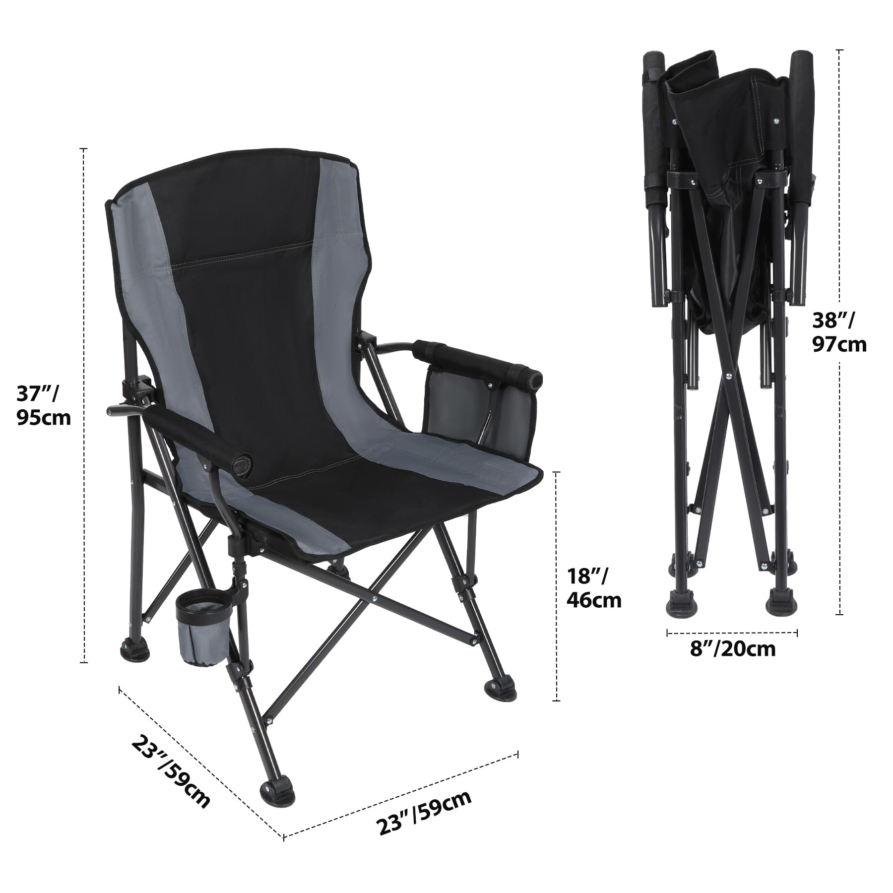 Heavy Duty Padded Camp Chair with Hard Arms