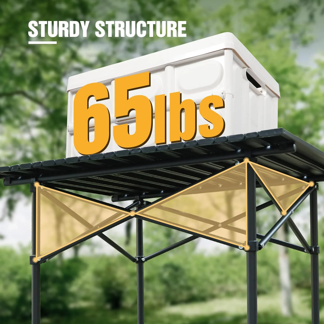 Portable Roll-Up Metal Camp Table - Black Square