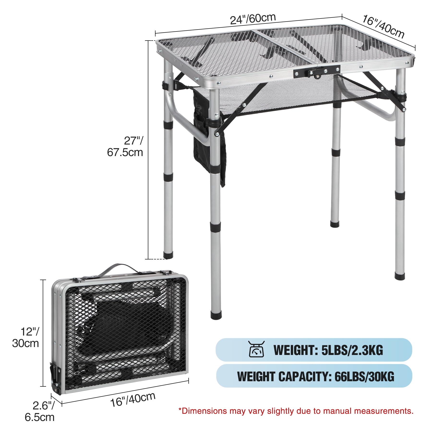 Adjustable Aluminum Mesh Camping Table