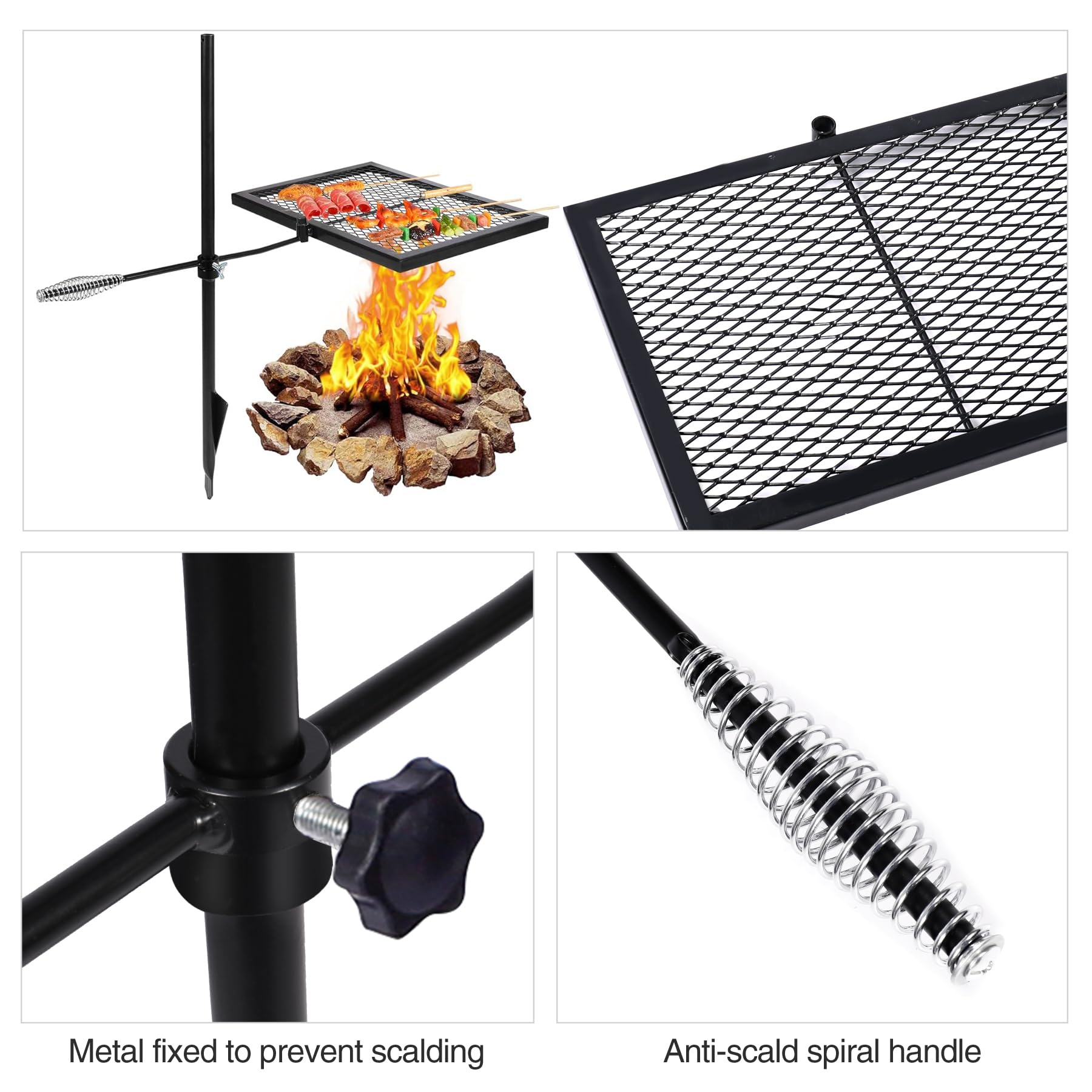 Folding Swivel Campfire Grill for Open Flame Cooking
